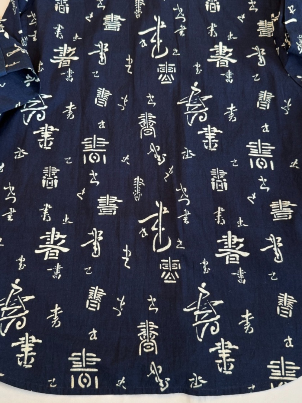 NATURAL INDIGO TUNIC BUTTON UP SHIRT WOMENS 3X 53.5x32 TRUE BLUE JAPANESE KANJI - Picture 7 of 16